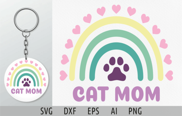 Download Cat Mom Keychain Svg Rainbow Svg Cat Paw - Rainbow svg Collection