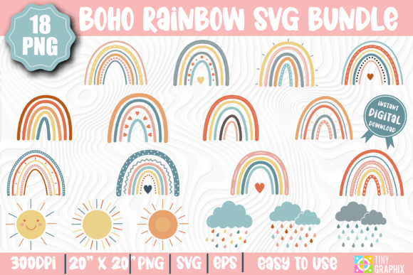 Download BOHO RAINBOW SVG BUNDLE - PNG- SVG - EPS - Rainbow svg Collection
