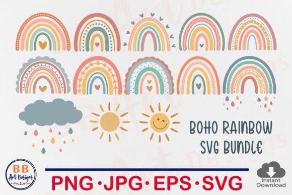 Download Boho Rainbow SVG Bundle, Rainbow Clipart - Rainbow svg Collection