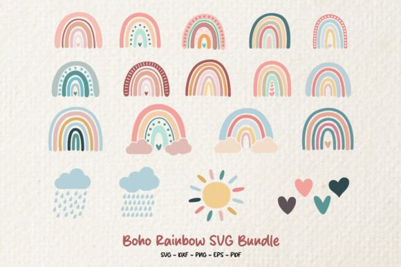 Download Boho Rainbow SVG Bundle | Pastel Nursery - Rainbow svg Collection