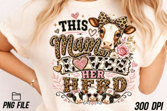 Download This Mama Loves Her Herd Cow T-shirt PNG - Shirt Collection