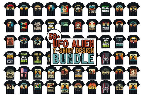 Download Vintage UFO Alien T-shirt Design Bundle - Shirt Collection