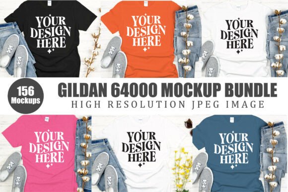 Download Gildan 64000 Tshirt Mockup Bundle - Shirt Collection